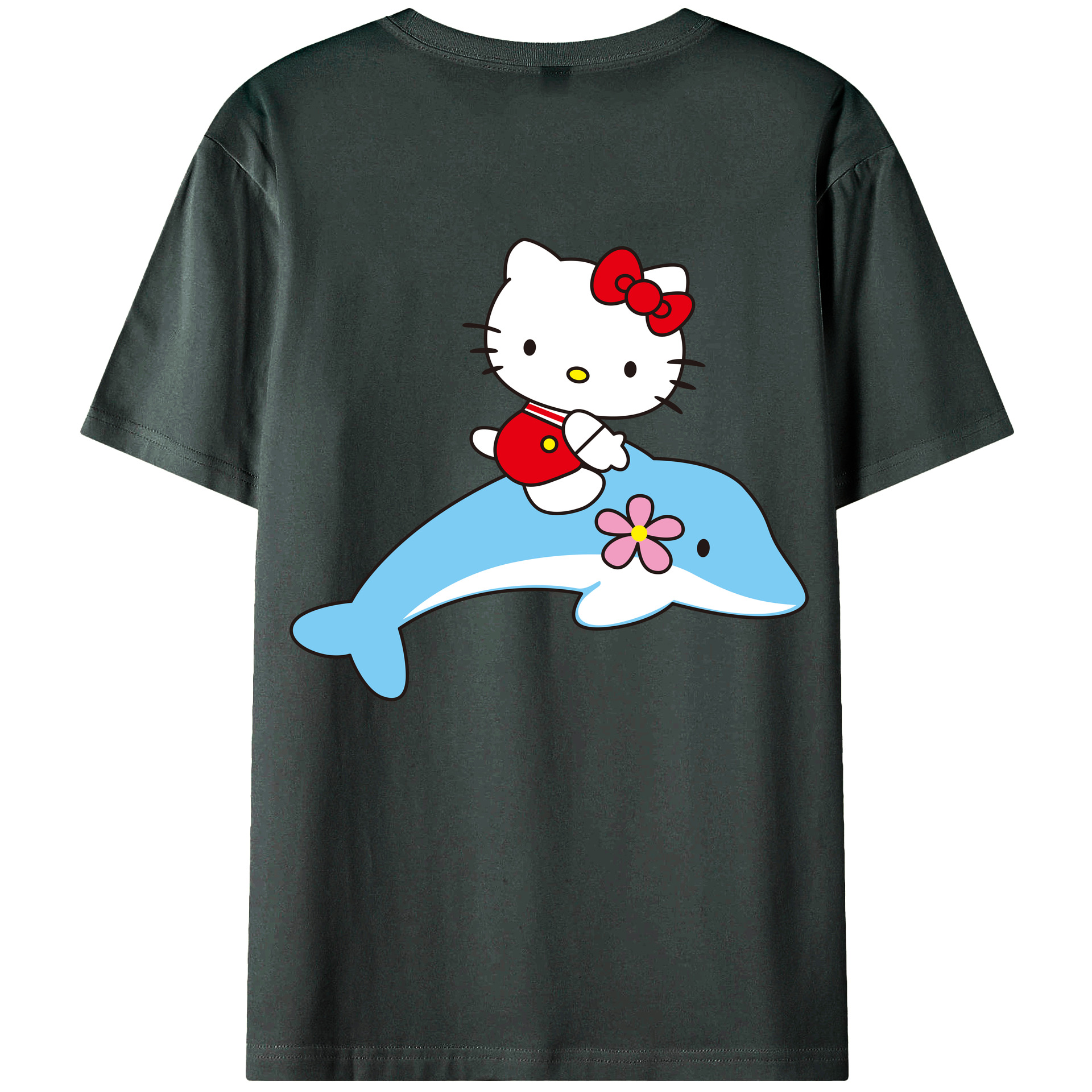 （画像用） Hello Kitty ハローキティ 綿100％ メンズ半袖Tシャツ（バックプリント） 通気性
